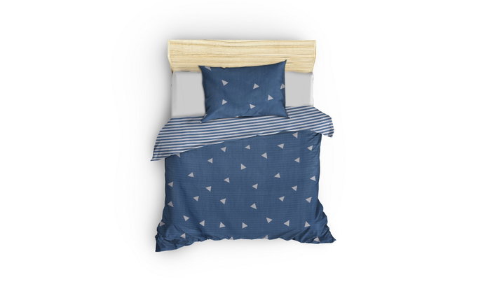 L'essentiel linge de maison Juego de funda nórdica Üçgen - Azul y Blanco (Individual)